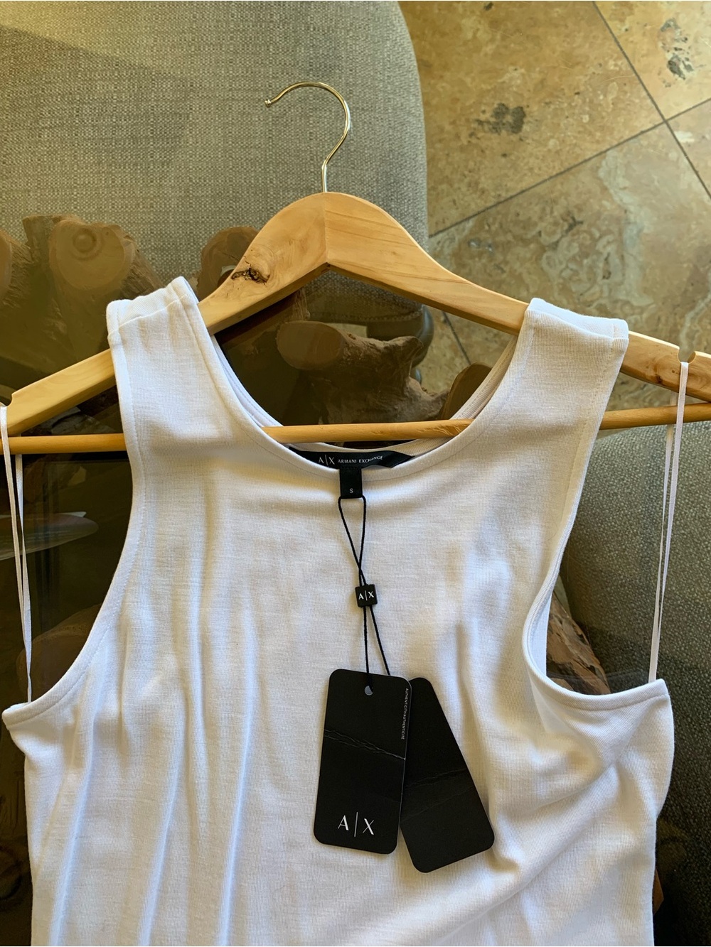 Armani Exchange Long Maxi Women’s White Sleeveless Body Dress